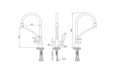 Смеситель для кухни Paulmark SIEGEN Si213111-BS на мойку нержавеющая сталь